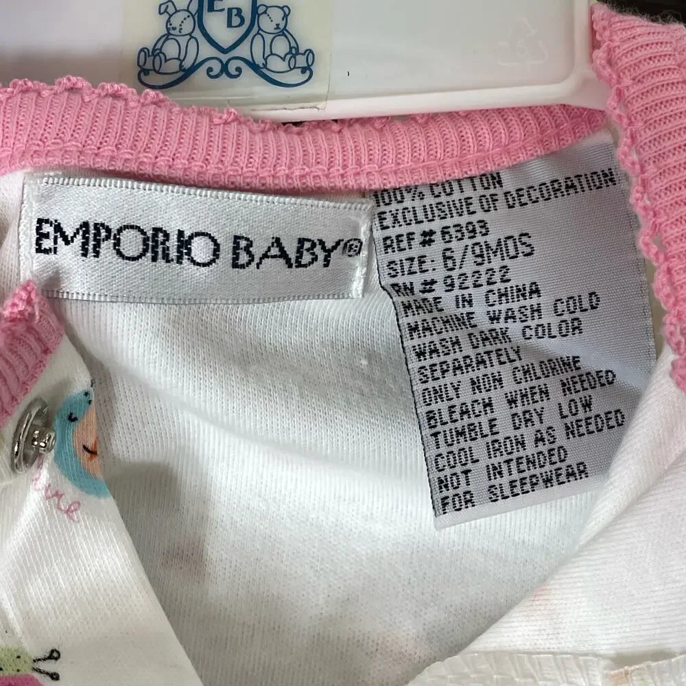 Emporio Baby Girl 4 Piece Set Footed One Piece w/ Swaddle Blanket Bib Pink NOS